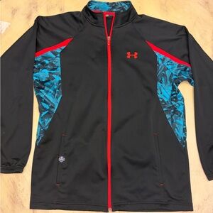 Mens Under Armour Loose NFL Combine Jacket Full Zip Black Red Blue Size Large
